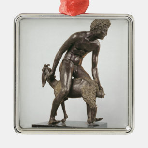 Shepherd milking a goat metal tree decoration