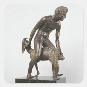 Shepherd milking a goat square sticker