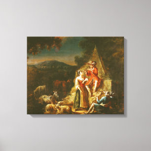 Shepherd Playing a Flute Canvas Print
