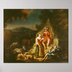 Shepherd Playing a Flute Poster