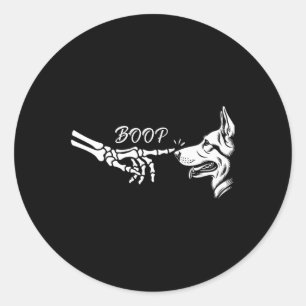 Shepherd Skeleton Hand Boop Halloween Pet Women Gi Classic Round Sticker