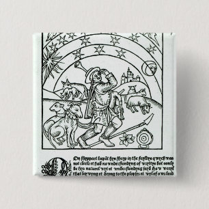 Shepherd under Sun, Moon and Stars 15 Cm Square Badge