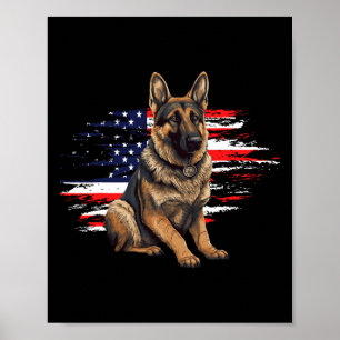 Shepherd Usa Flag 4th Of July Dog Dad Fathers Day Poster