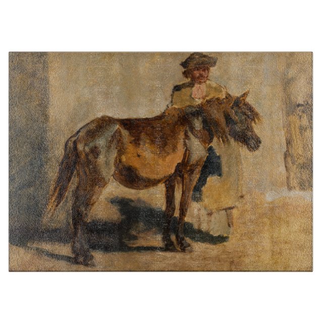 Shepherd With a Horse (Equestrian Art) Cutting Board (Front)