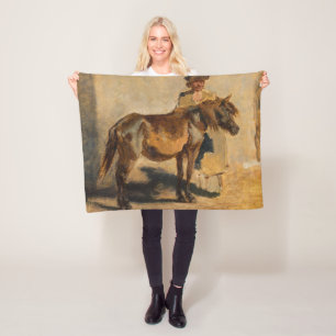 Shepherd With a Horse (Equine Art) Fleece Blanket