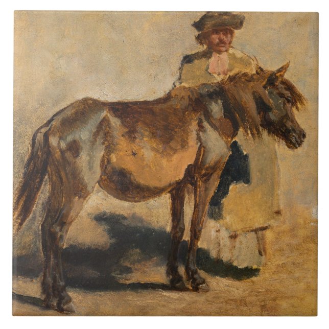 Shepherd With a Horse (Equine Art) Tile (Front)