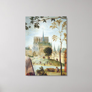 Shepherd with flock and bathers canvas print