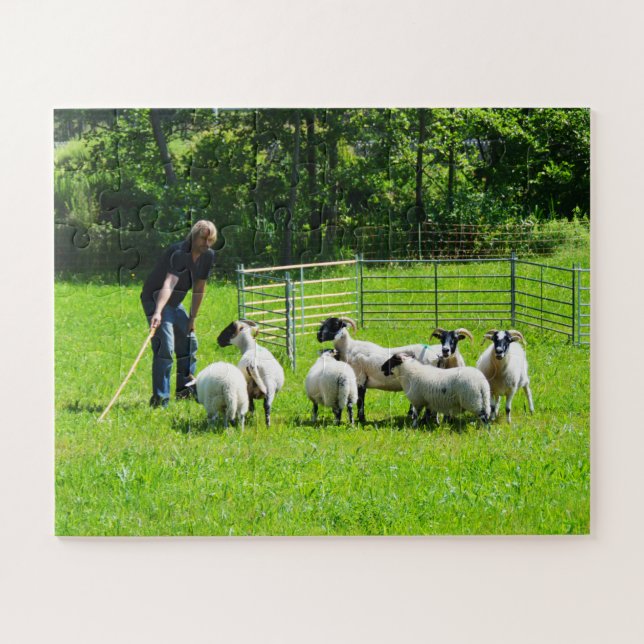 Shepherd with sheep jigsaw puzzle (Horizontal)