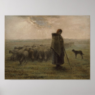 Shepherdess and Her Flock   1862-63 Poster