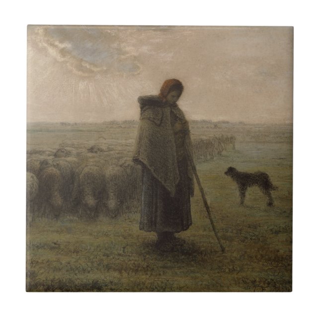 Shepherdess and Her Flock | 1862-63 Tile (Front)