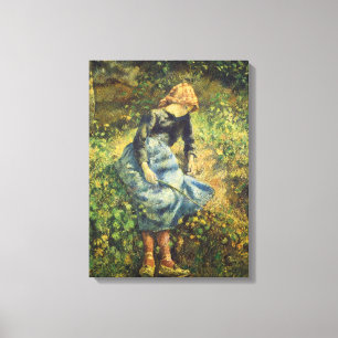 Shepherdess by Camille Pissarro, Vintage Fine Art Canvas Print