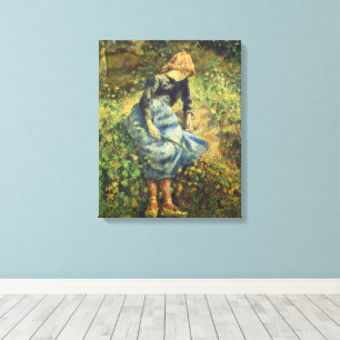 Shepherdess by Camille Pissarro, Vintage Fine Art Canvas Print