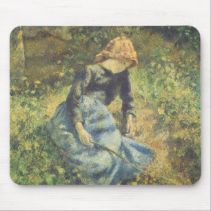 Shepherdess by Camille Pissarro, Vintage Fine Art Mouse Mat