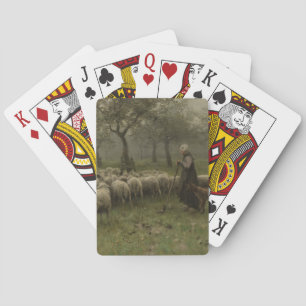 Shepherdess with a Flock of Sheep, Anton Mauve Playing Cards