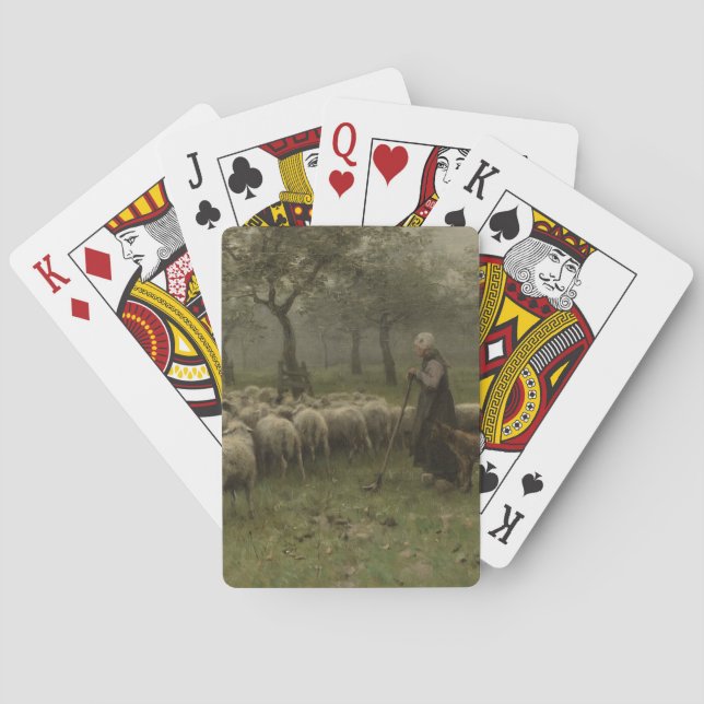 Shepherdess with a Flock of Sheep, Anton Mauve Playing Cards (Back)