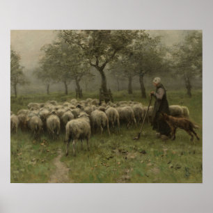 Shepherdess with a Flock of Sheep, Anton Mauve Poster