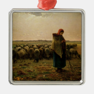 Shepherdess with her Flock, 1863 Metal Tree Decoration