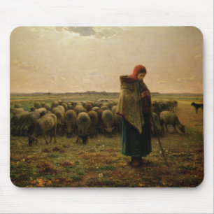 Shepherdess with her Flock, 1863 Mouse Mat