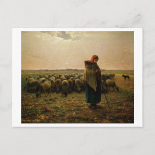 Shepherdess with her Flock, 1863 Postcard