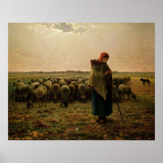 Shepherdess with her Flock, 1863 Poster (Front)