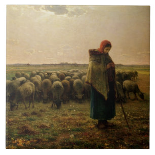 Shepherdess with her Flock, 1863 Tile