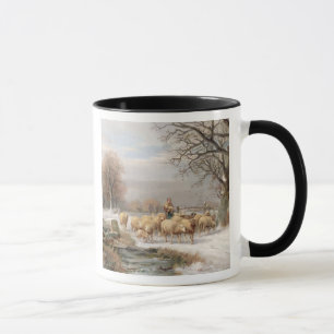 Shepherdess with her Flock in a Winter Landscape ( Mug
