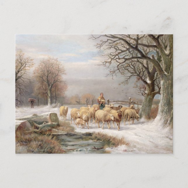 Shepherdess with her Flock in a Winter Landscape ( Postcard (Front)