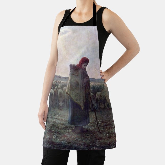 Shepherdess with Her Flock, Jean-Francois Millet Apron (Insitu)