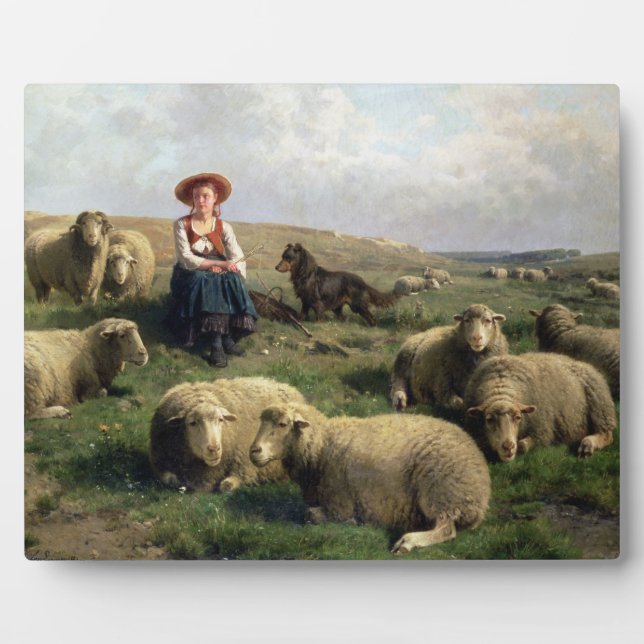 Shepherdess with Sheep in a Landscape Plaque (Front)