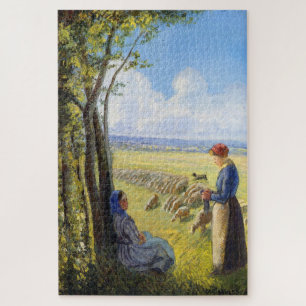 Shepherdesses (1887) by Camille Pissarro Jigsaw Puzzle