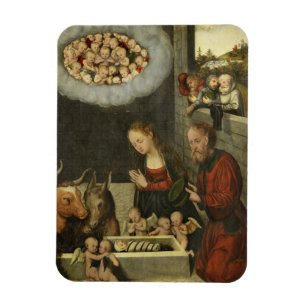 Shepherds Adoring Baby Jesus by Cranach Magnet