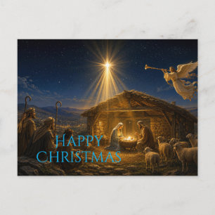 Shepherds gather at the Nativity Holiday Postcard