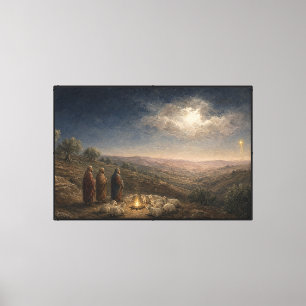 Shepherds Keep Watch Nativity Canvas Print