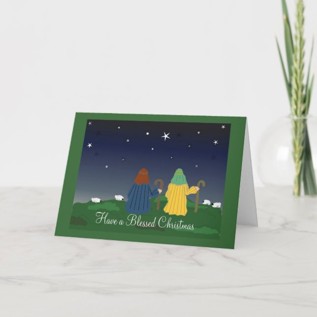 Shepherds Watching Their Flocks By Night Holiday Card (Front)