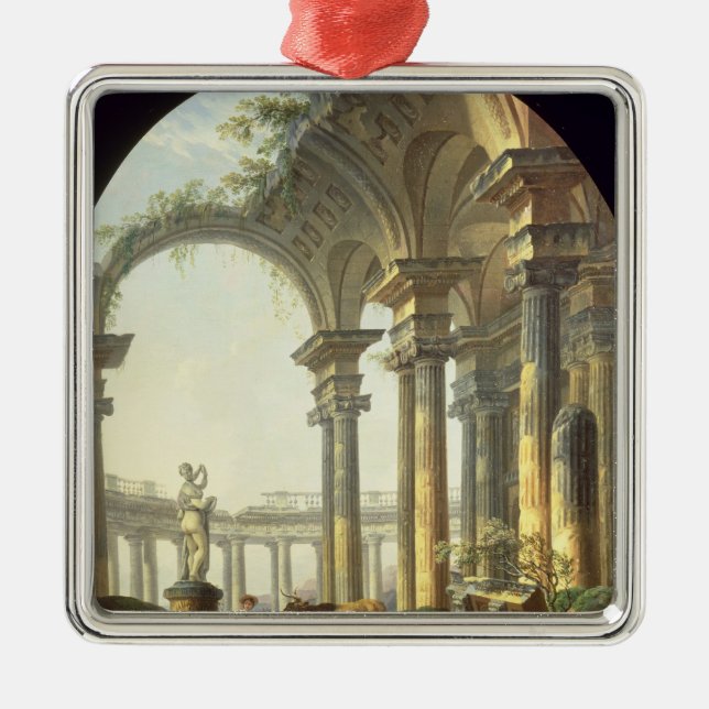 Shepherds with Animals in a Classical Landscape Metal Tree Decoration (Front)