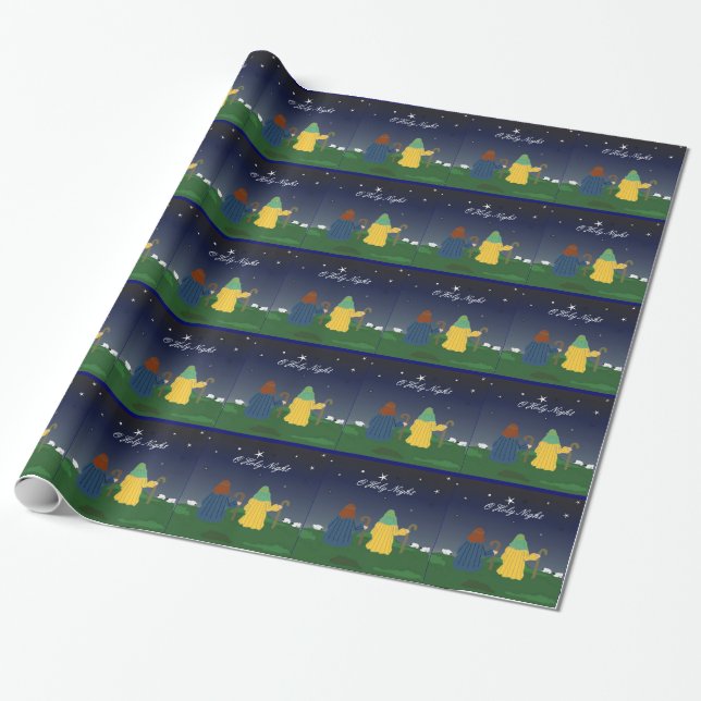 Shepherds with Their Sheep Wrapping Paper (Unrolled)