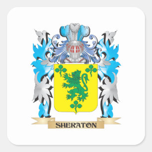 Sheraton Coat of Arms - Family Crest Square Sticker