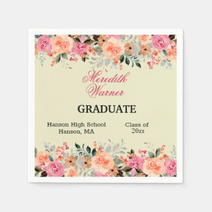 Sherbet Colour Floral Graduation Party Napkin