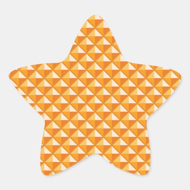 Sherbet orange, enamel look, studded grid star sticker (Front)
