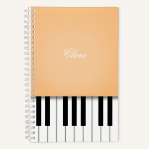 Sherbet Orange Piano Music Keyboard Personalised Notebook