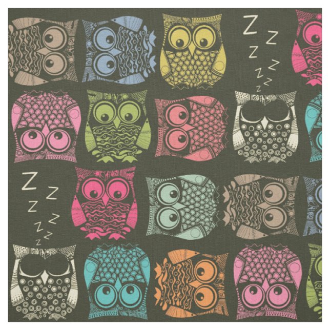 sherbet owls fabric (Swatch)