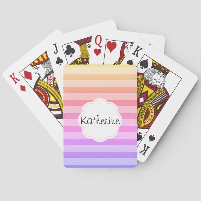 Sherbet Rainbow Stripes Playing Cards (Back)