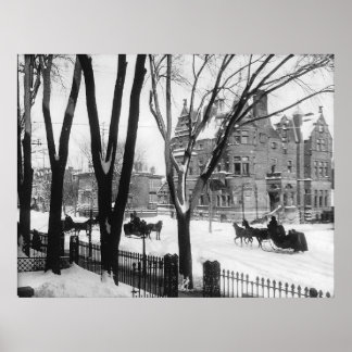 Sherbrooke Street in winter, Montreal Notman - Poster