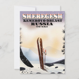 Sheregesh Russia ski travel poster. Invitation