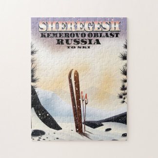 Sheregesh Russia ski travel poster. Jigsaw Puzzle