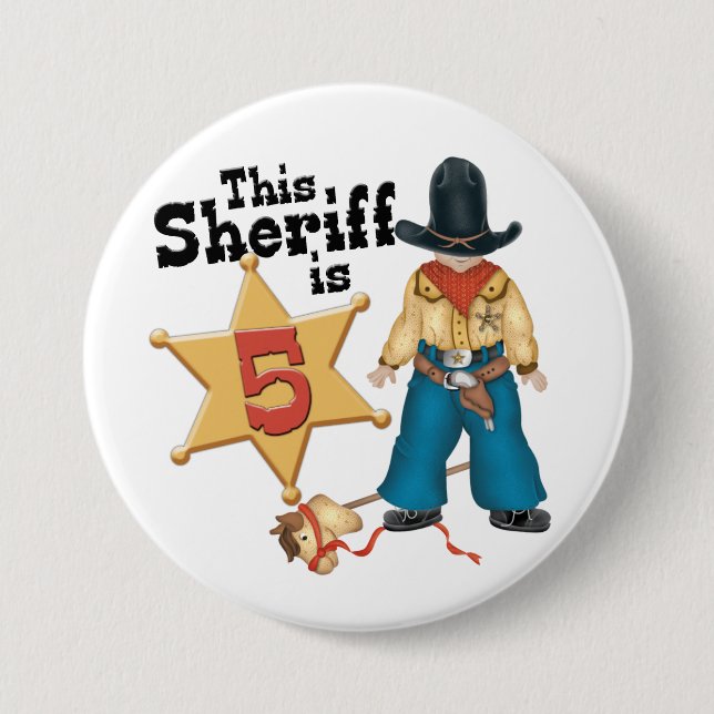 Sheriff 5th Birthday 7.5 Cm Round Badge (Front)