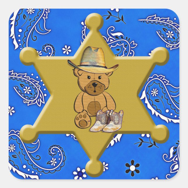 Sheriff Badge Blue Bandanna  Sticker (Front)