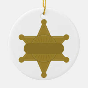 Sheriff Badge Ceramic Tree Decoration
