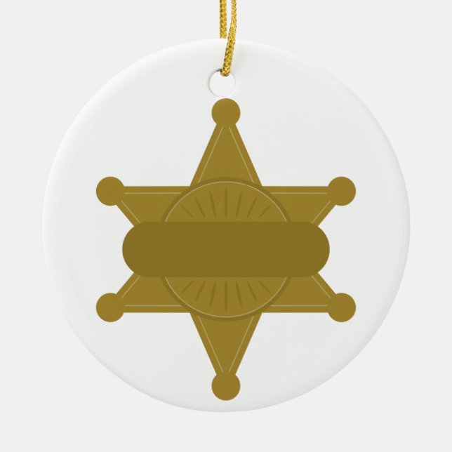 Sheriff Badge Ceramic Tree Decoration (Front)