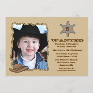 Sheriff Badge Photo Birthday Party Invitation